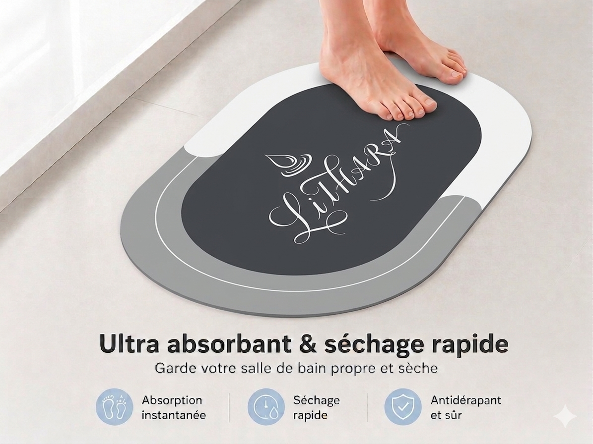 Tapis de douche Lithara / Ultra-absorbant & Antidérapant