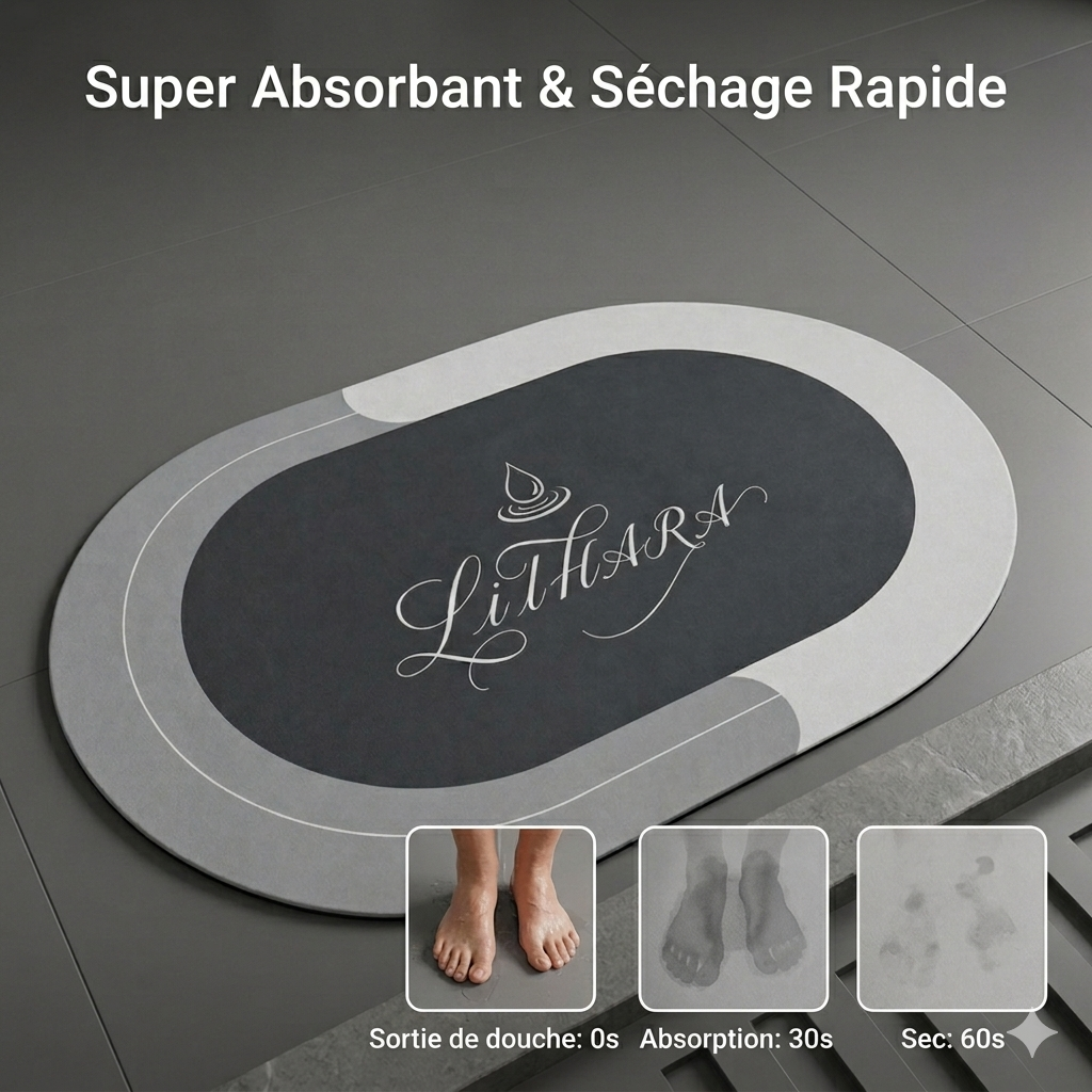 Tapis de douche Lithara / Ultra-absorbant & Antidérapant