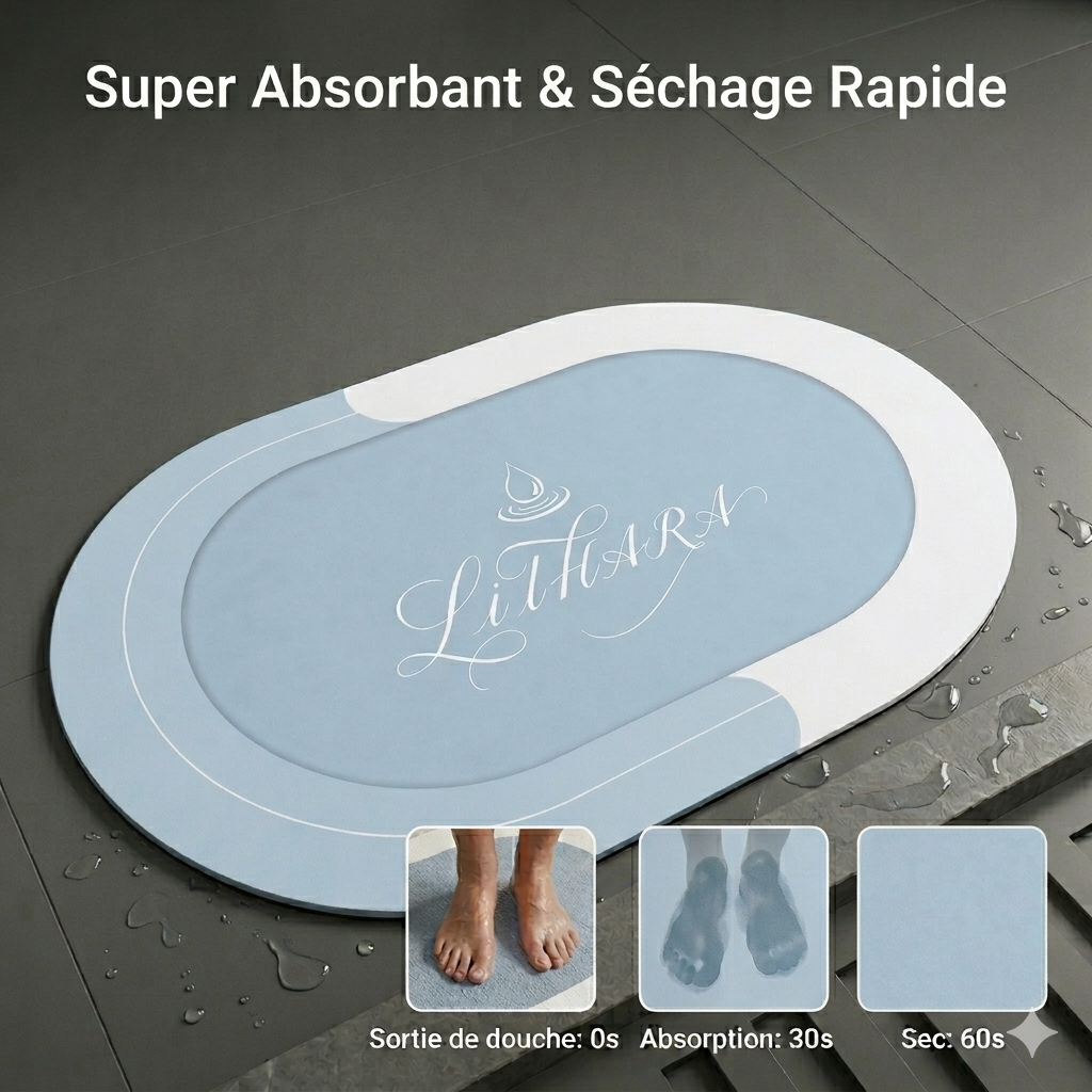Tapis de douche Lithara / Ultra-absorbant & Antidérapant